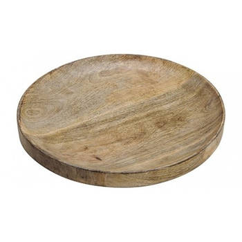 Luxe serveerplank/dienblad rond van hout 30 cm - Houten dienbladen - Plankjes voor hapjes en kaarsen