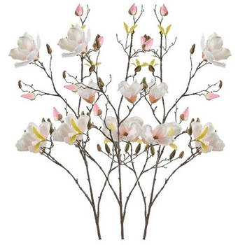 3x Creme Magnolia kunstbloem 105 cm - Kunstbloemen