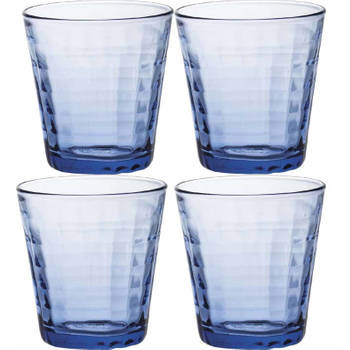 4x Drinkglazen/waterglazen blauw Prisme 220 ml - Drinkglazen