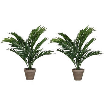 2x Groene Areca palm kunstplant in pot 40 cm woonaccessoires/woondecoraties - Kunstplanten