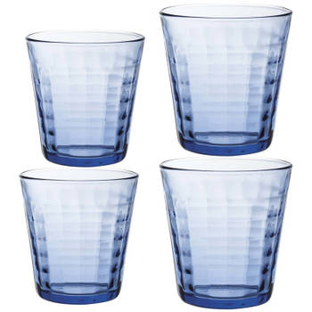 Drinkglazen/waterglazen blauw Prisme set 220/275 ml 8-delig - Drinkglazen