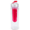Drinkfles/waterfles tranparant met rood fruit filter 700 ml - Drinkflessen