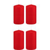 4x Kaarsen rood 6 x 12 cm 40 branduren sfeerkaarsen - Stompkaarsen