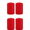 4x Kaarsen rood 5 x 8 cm 18 branduren sfeerkaarsen - Stompkaarsen