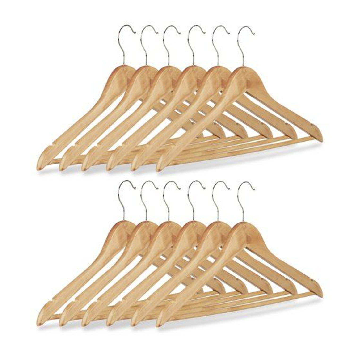 Kledinghangers Set van 12 Stuks - kledinghangerset hout -