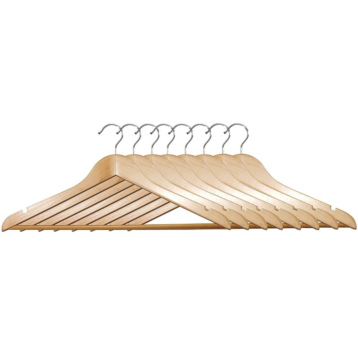 8 STUKS Luxe FSC® houten kledinghangers Stevige klerenhangers met