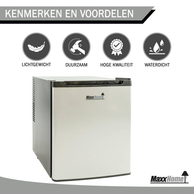 MaxxHome Mini Koelkast, Thermo-elektrisch, 42 Liter, GRIJS/WIT