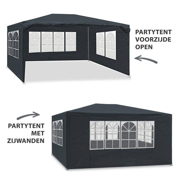 MaxxGarden Partytent - Budget Paviljoen - 3x3m - 3 Zijwanden - Antraciet