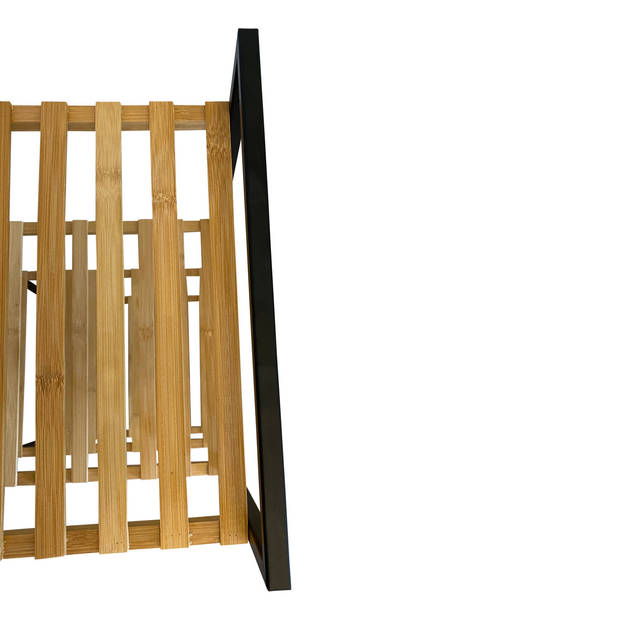 4Goodz staand badkamerrek 4 hoog 32,5x38x95 cm - zwart/bamboe