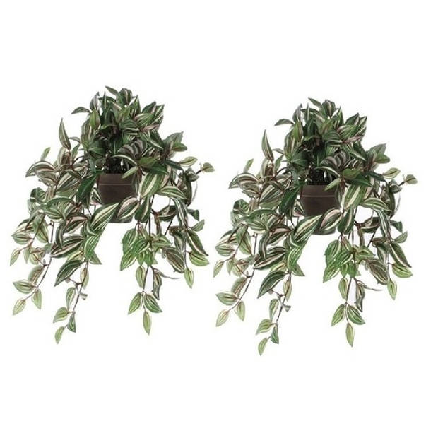 2x Groene Tradescantia/vaderplant kunstplant 45 cm pot - Kunstplanten