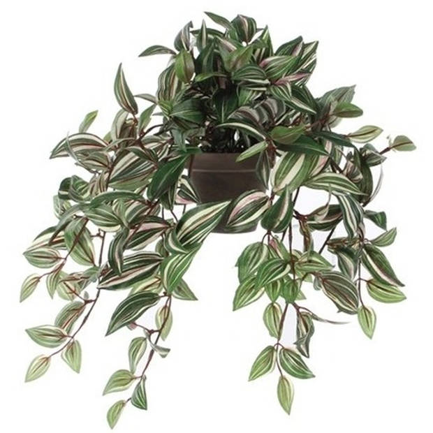 2x Groene Tradescantia/vaderplant kunstplant 45 cm pot - Kunstplanten