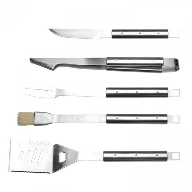 BergHOFF - Zesdelige barbecueset met vouwtas, Zilver - Roestvrij staal - BergHOFF Essentials Line