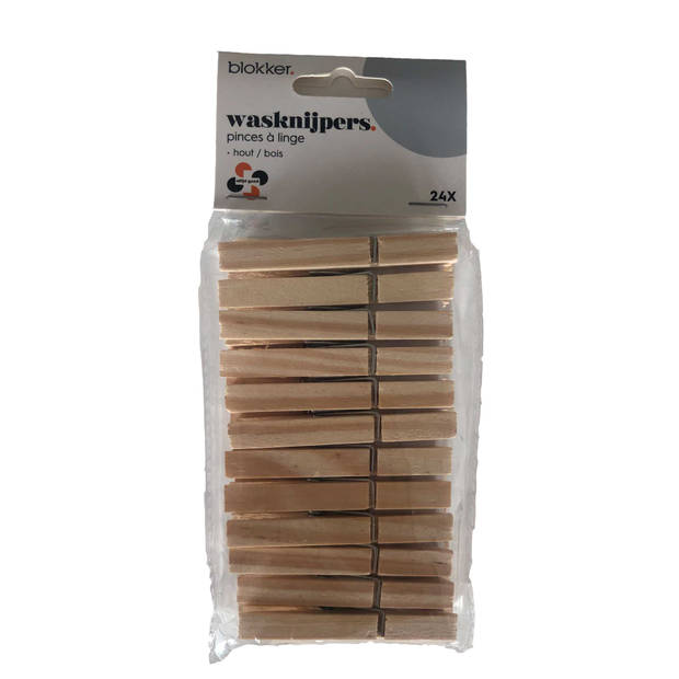 Blokker houten wasknijpers - 24 stuks