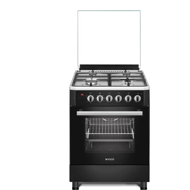 Wiggo WO-E609R(BX) Serie 9 - Gasfornuis - Zwart Rvs