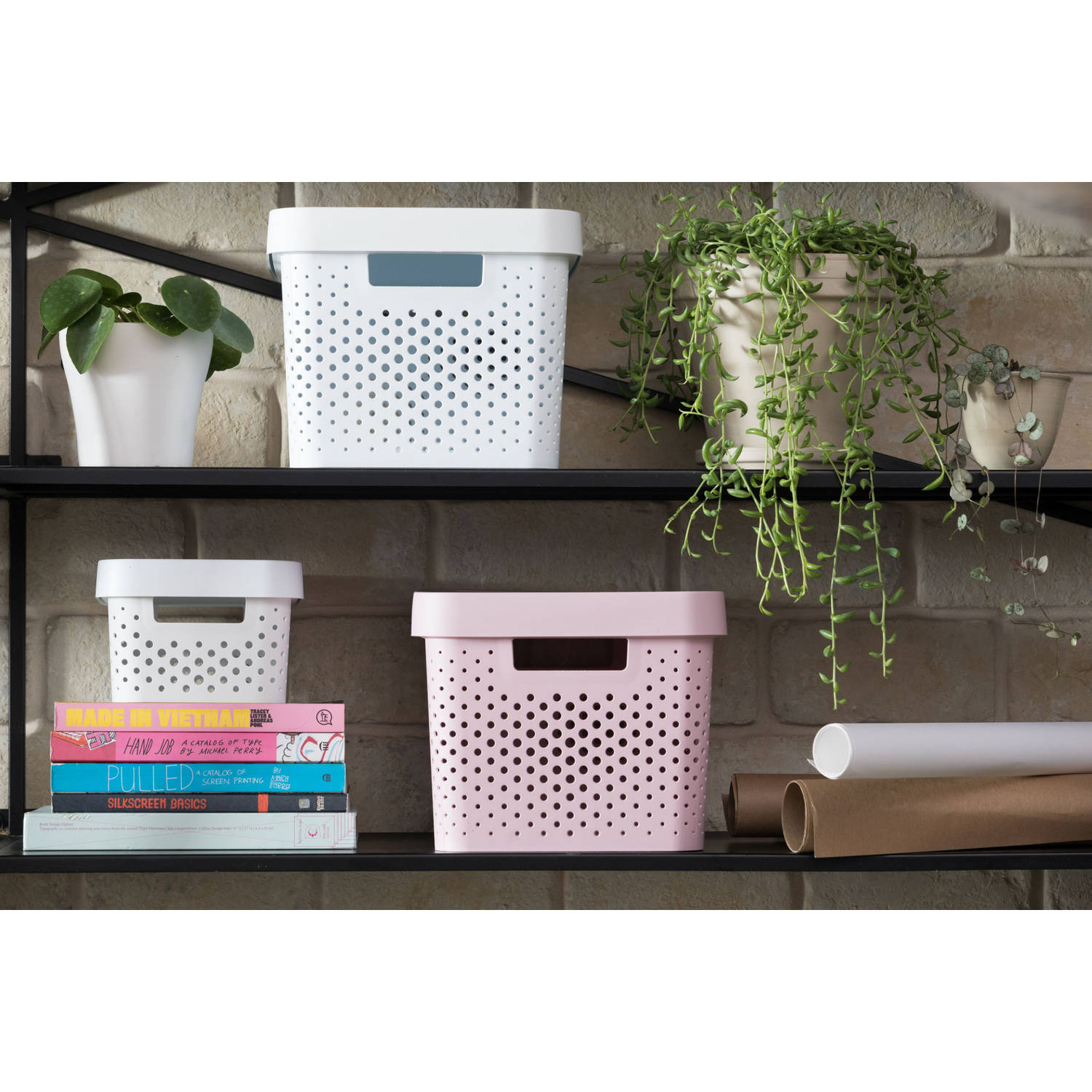 spons welzijn ritme Curver Infinity Dots Opbergbox - 17L - Wit - 100% Recycled | Blokker