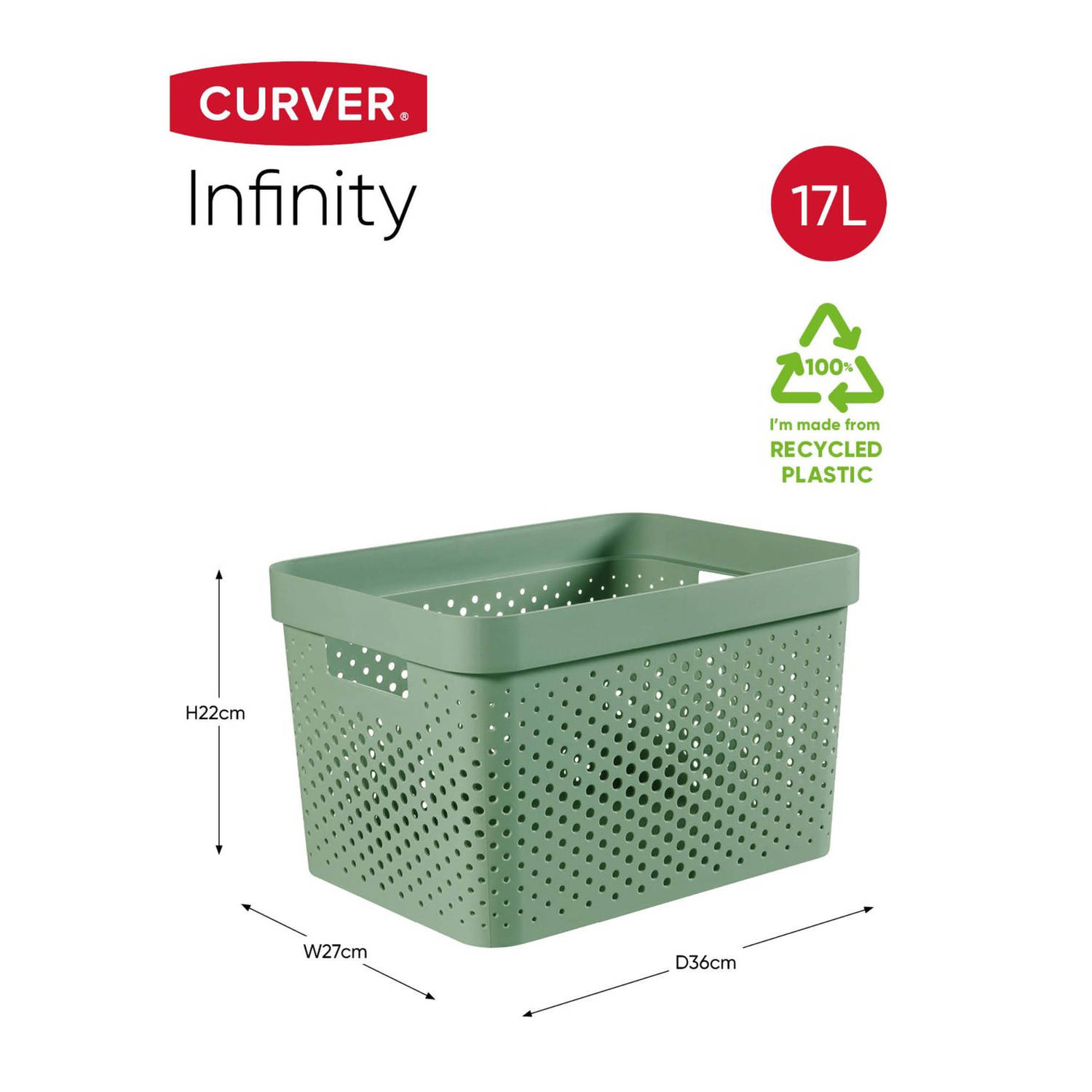 Premisse Wens geleidelijk Curver Infinity Dots Opbergbox - 17L - Groen - 100% Recycled | Blokker