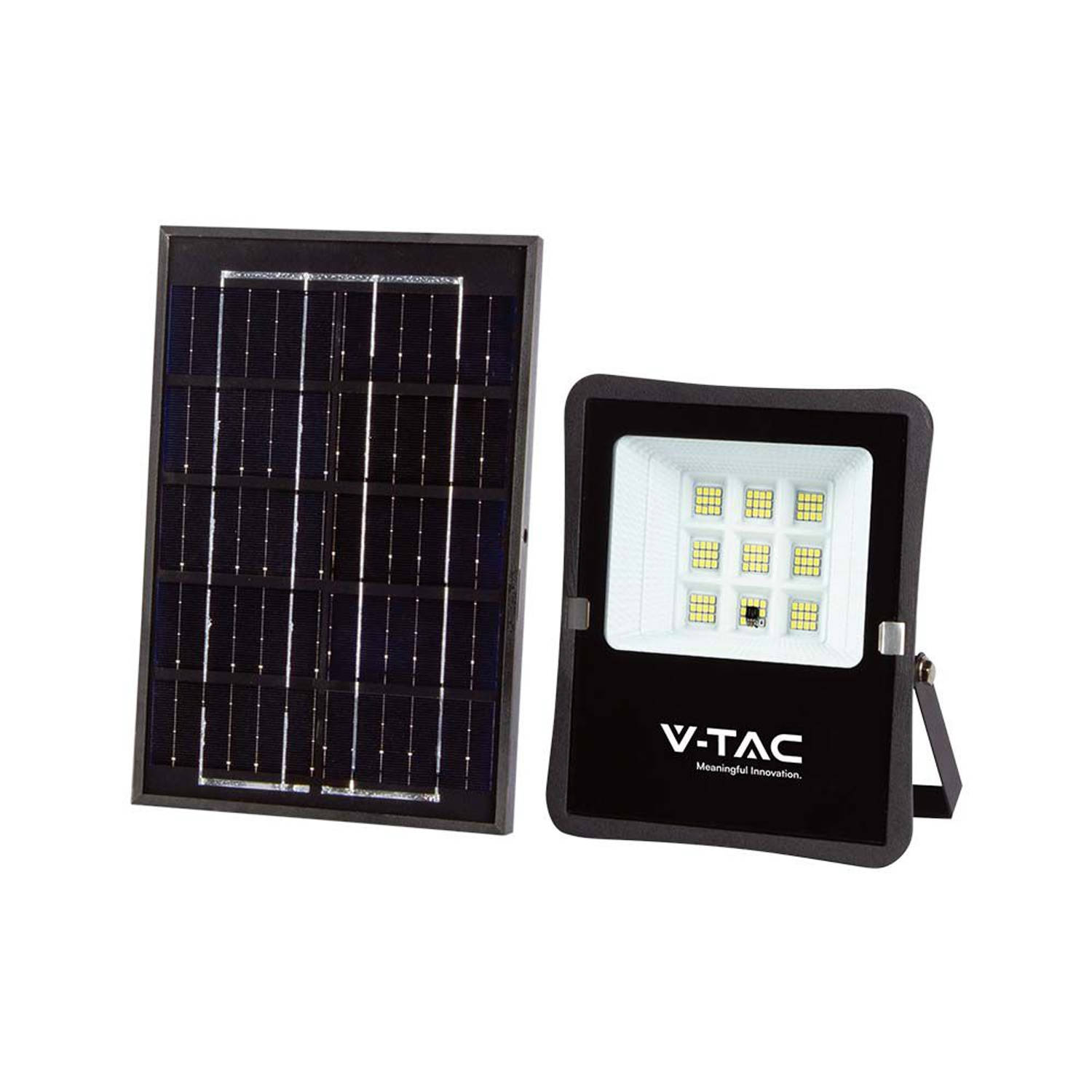 V-TAC VT-55050 Schijnwerpers op zonne-energie - IP65 - Zwarte behuizing - 400 lumen - 6400K