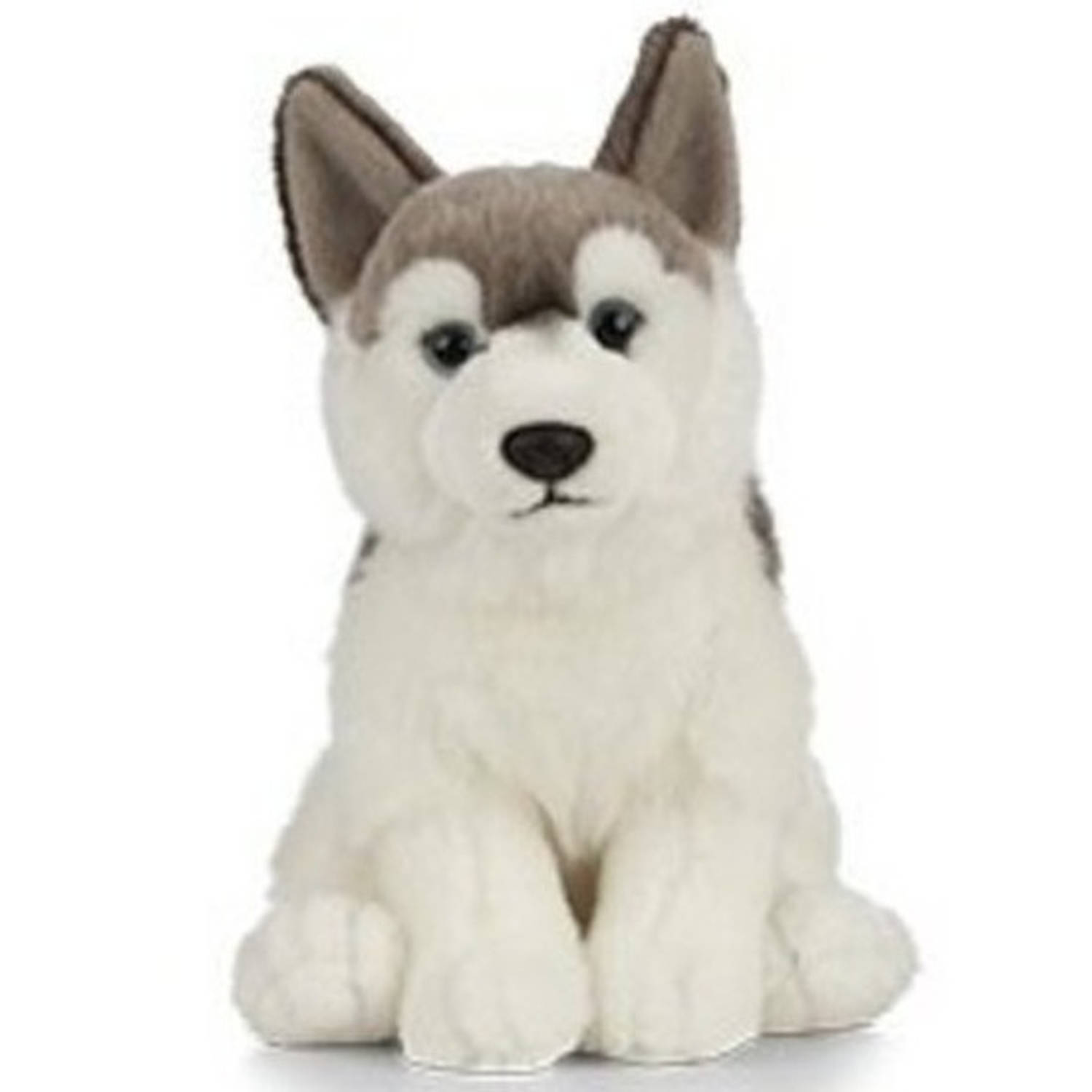 Pluche grijs-witte Husky hond knuffel 25 cm -Honden huisdieren knuffels Speelgoed voor kinderen