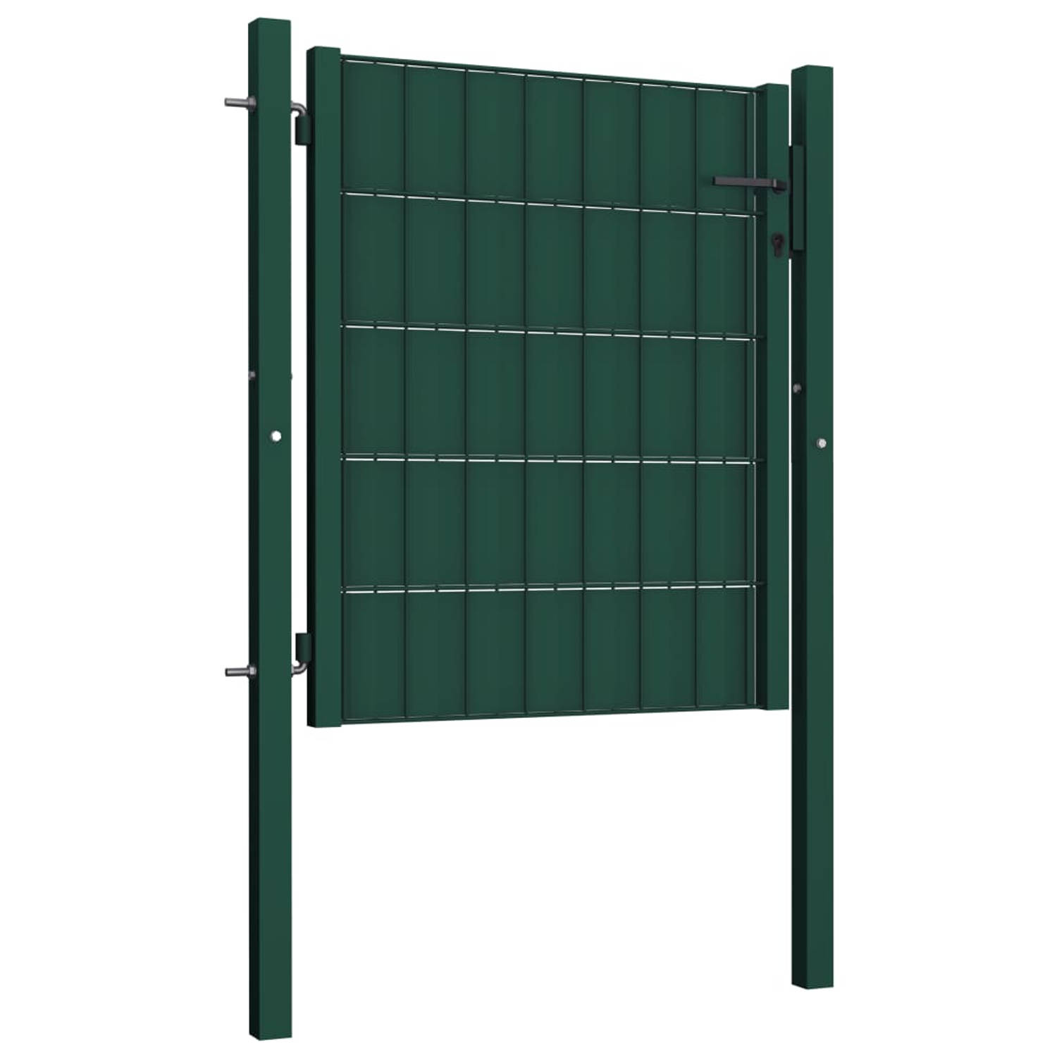 The Living Store Poort 100x81 cm PVC en staal groen - Tuinpoort