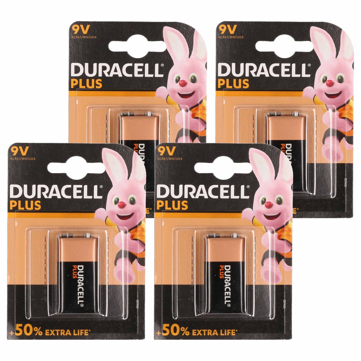 4x Batterijen 9 volt blok Duracell - batterij 9v blok