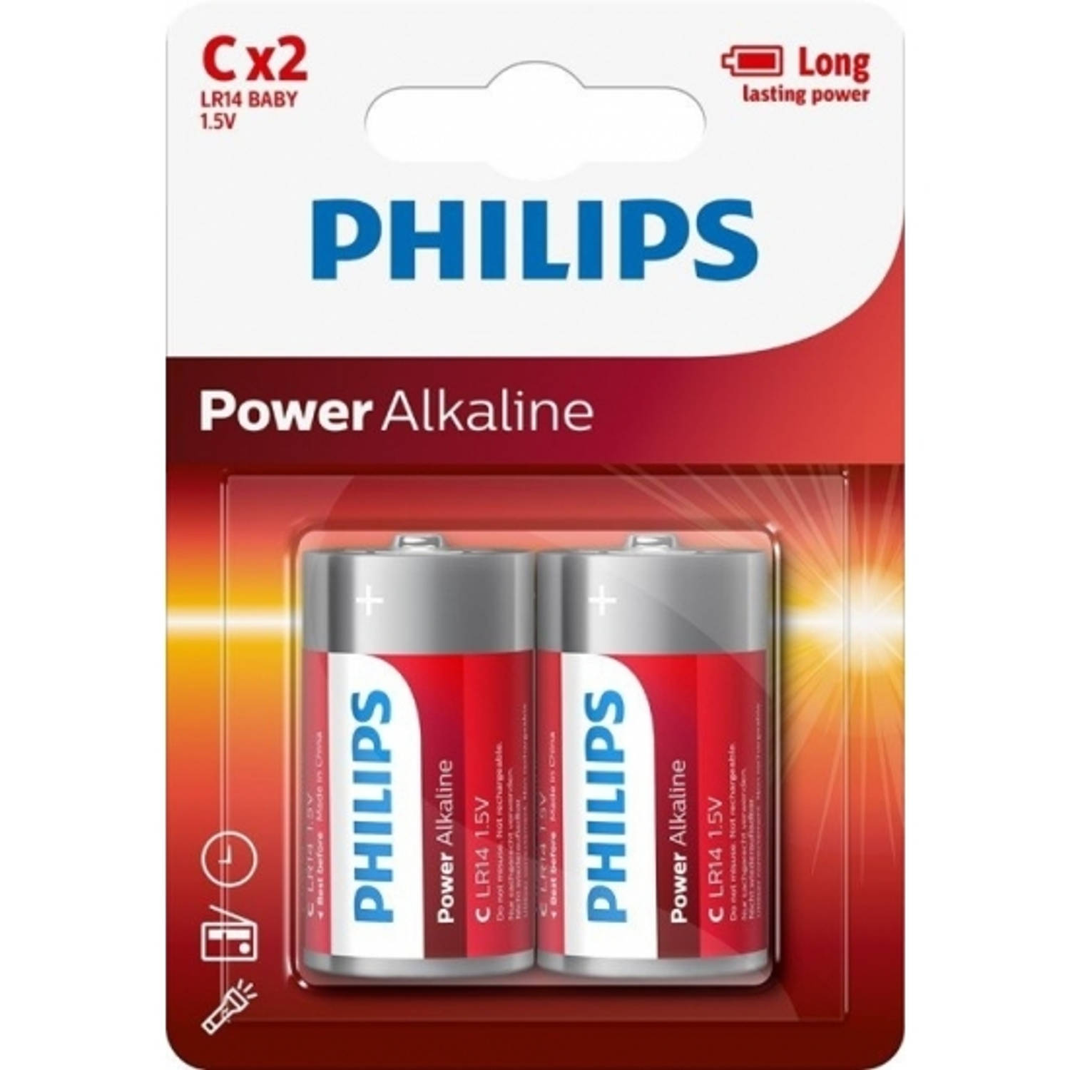 Set van 4 Philips powerlife C batterijen LR14 1.5 V - Batterijen
