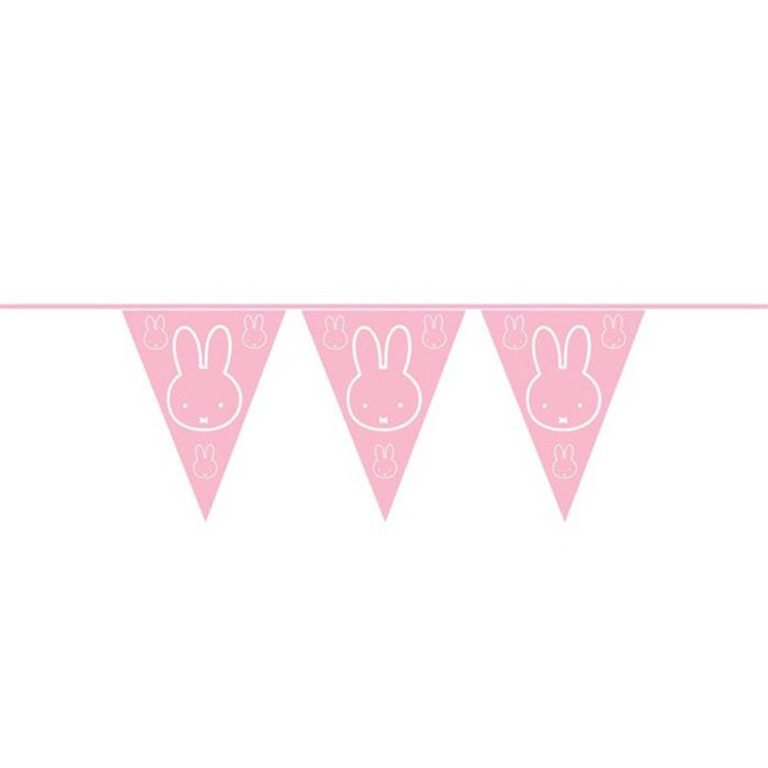 3x Stuks Roze Nijntje Vlaggenlijnen Geboorte Meisje