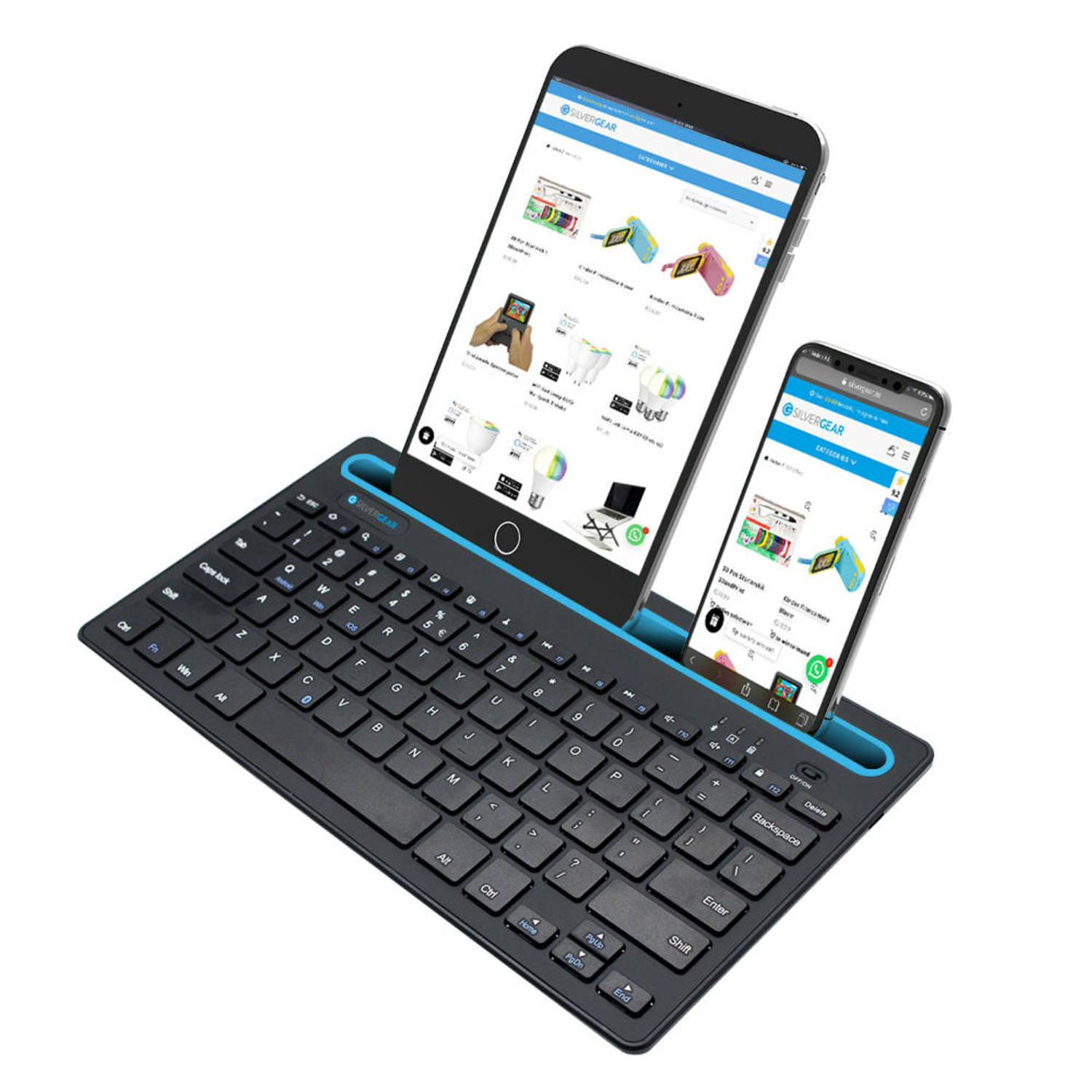 fysiek koud Vijfde Silvergear Draadloos Toetsenbord met Gleuf voor Smartphone en Tablet -  QWERTY toetsen - Bluetooth | Blokker