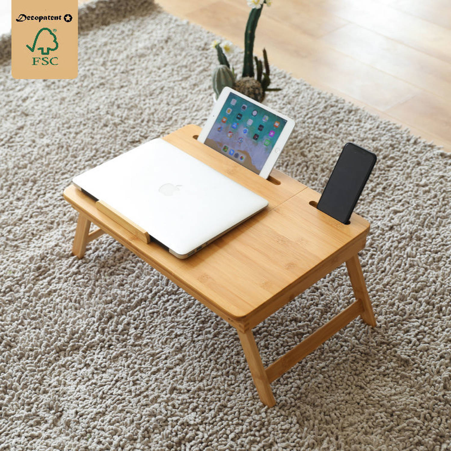 mager Interessant Continu Laptoptafel voor op Bank of bed van bamboe hout - Met Telefoon en | Blokker