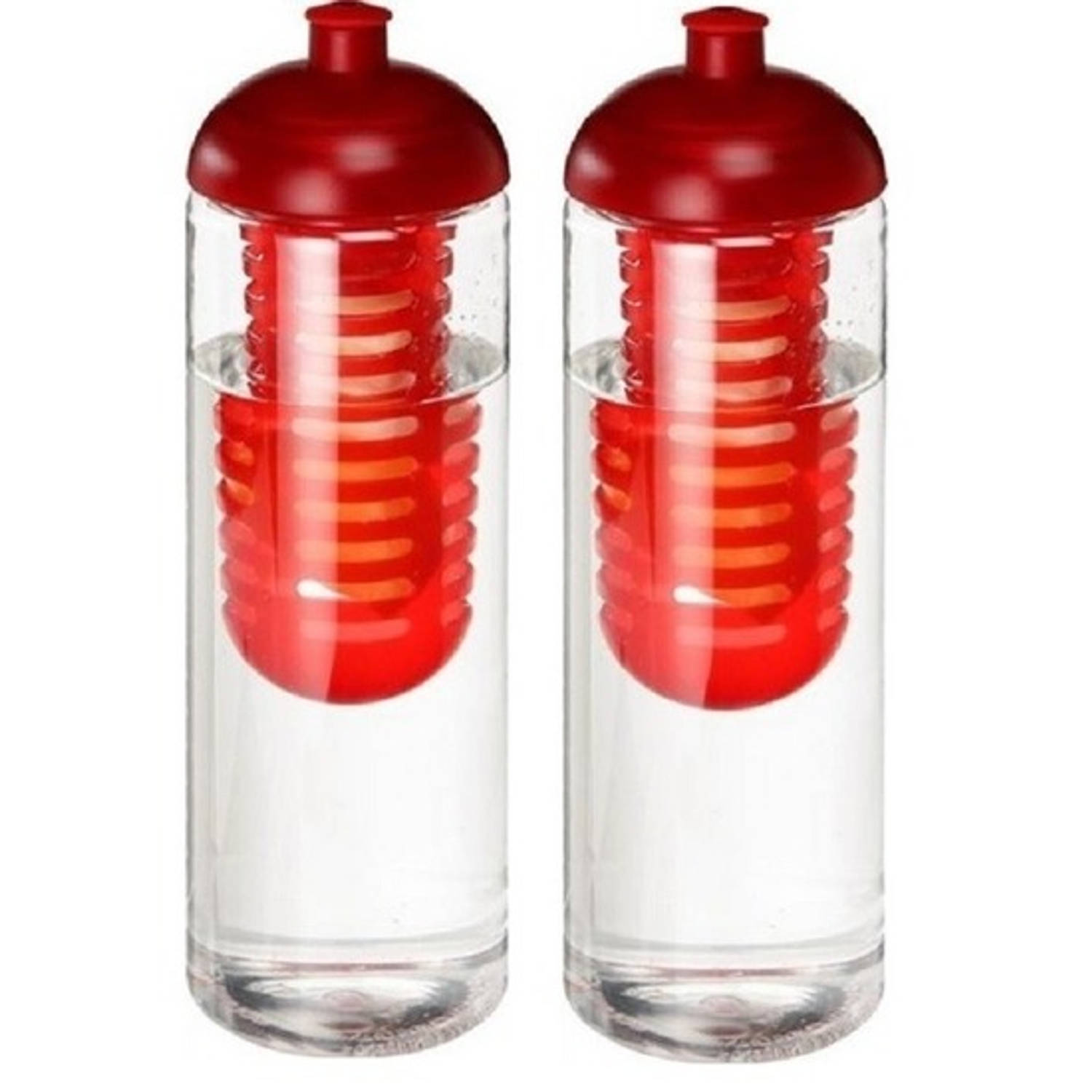 2x Transparante drinkflessen-waterflessen met fruit infuser rood 850 ml Sportfles