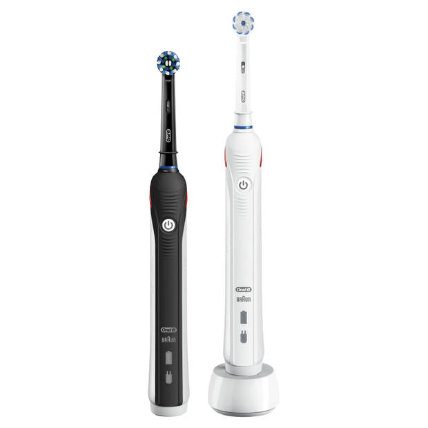 Oral-B elektrische tandenborstel Pro 2 2900 Duo zwart en wit - 2 poetsstanden