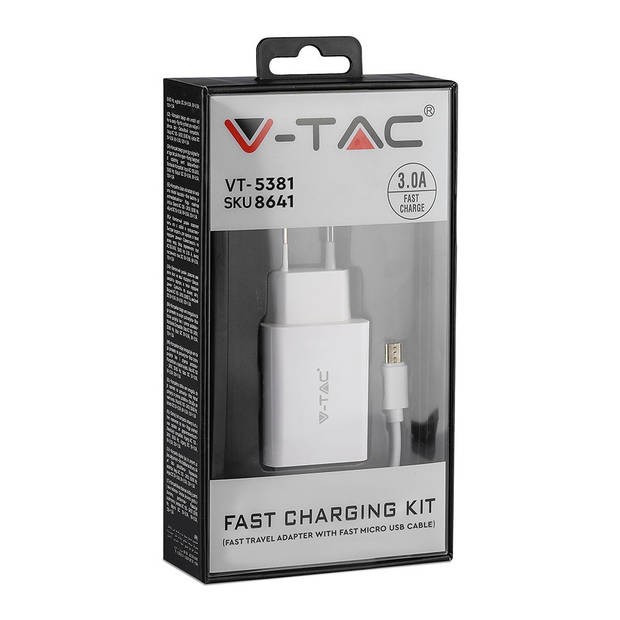 V-TAC VT-5381-W Snellaadset - Wit - Micro USB