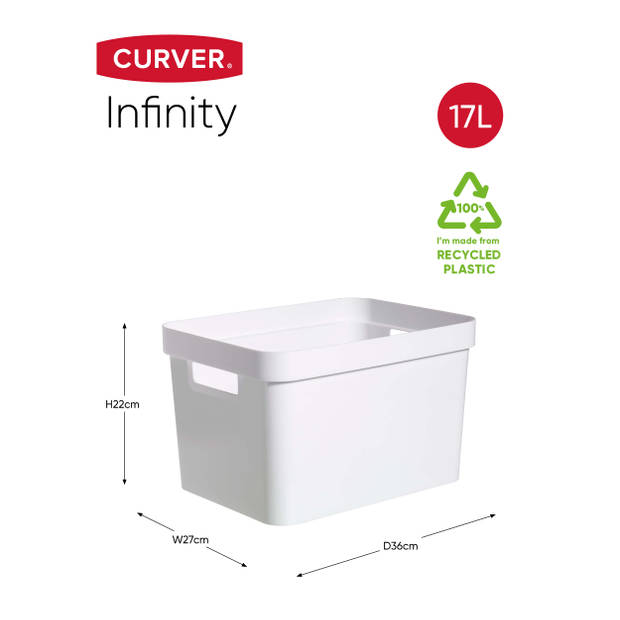 Curver Infinity Opbergbox - 17L - Wit - 100% Recycled