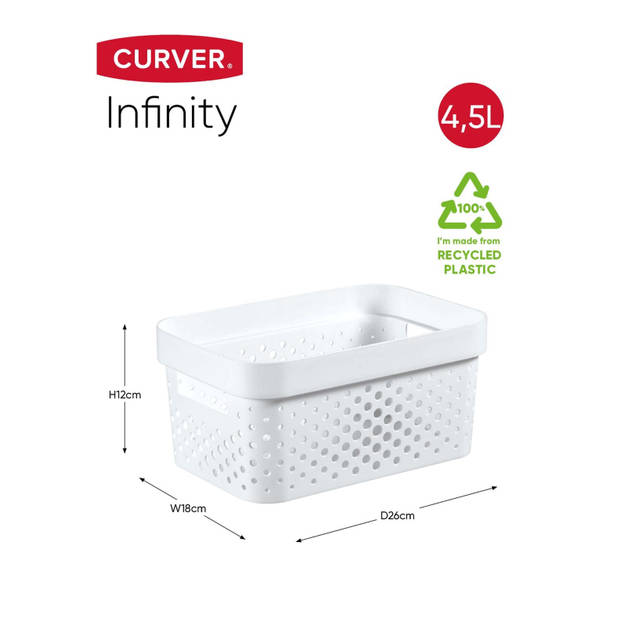 Curver Infinity Dots Opbergbox - 4,5L - Wit - 100% Recycled