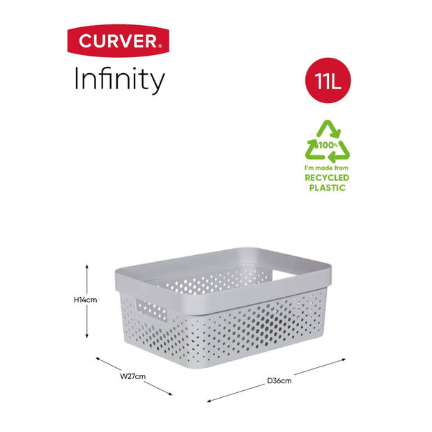 Curver Infinity Dots Opbergbox - 11L - Lichtgrijs - 100% Recycled