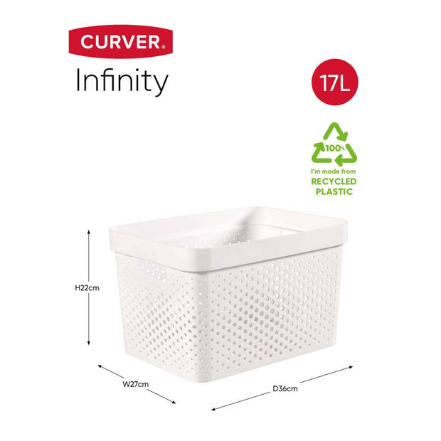 Curver Infinity Dots Opbergbox - 17L - Wit - 100% Recycled