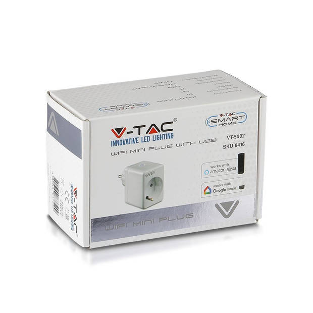 V-tac VT-5002 Slimme WiFi stekker - compact - Slimme schakelaar