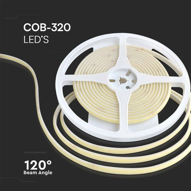 V-TAC VT-COB 320 LED-stripverlichting - COB-stripverlichting - IP67 - 6500K - 5m rol