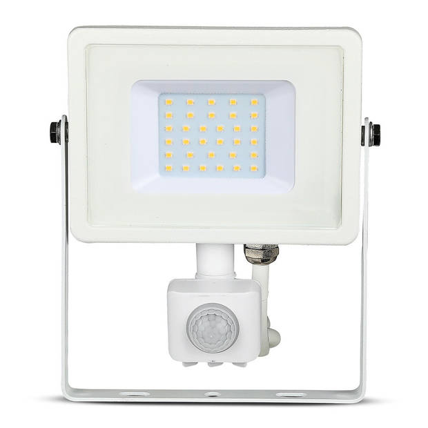 V-TAC VT-30-S-W Draaibare LED Schijnwerpers met PIR Sensor - Samsung - IP65 - Wit - 30W - 2400 Lumen - 4000K - 5 Jaar