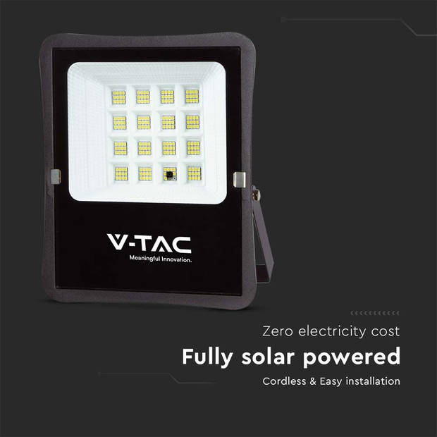 V-TAC VT-55100 Schijnwerpers op zonne-energie - IP65 - Zwarte behuizing - 1200 Lumen - 6400K