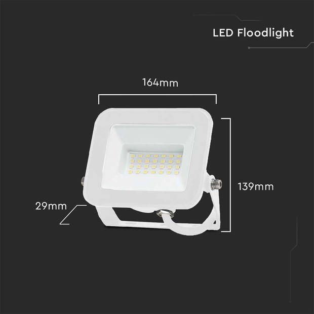 V-TAC VT-44030-W LED schijnwerpers - Samsung - IP65 - Witte behuizing - 30 watt - 2505 lumen - 3000K - 5 jaar