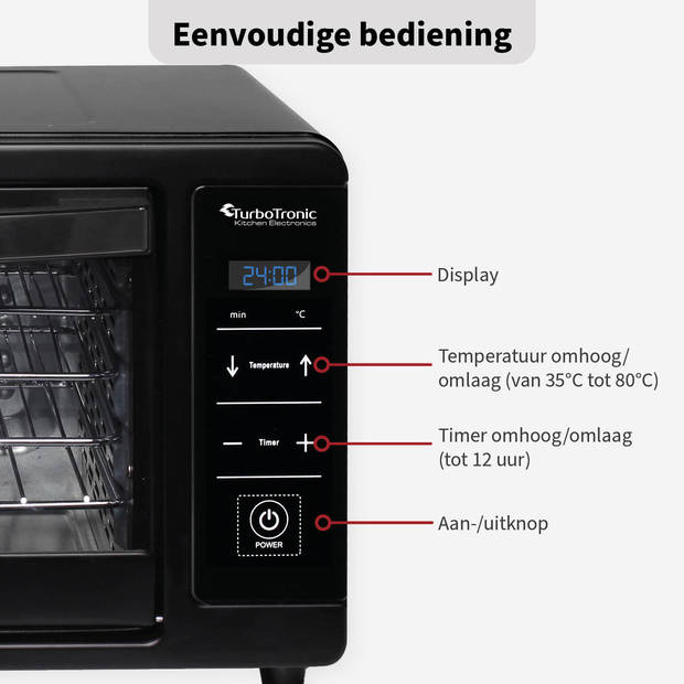 TurboTronic FD14D Digitale Voedseldroger - Droogoven - 14 Liter - Zwart