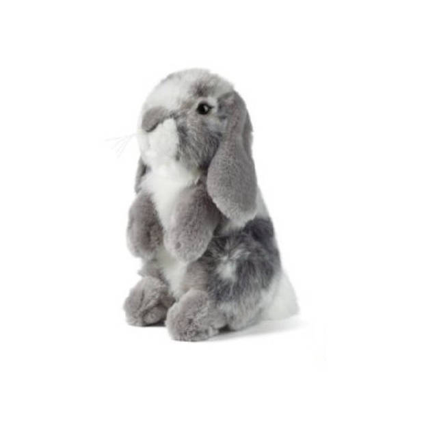 Pluche grijze hangoor konijn knuffel 19 cm speelgoed - Knuffel huisdieren