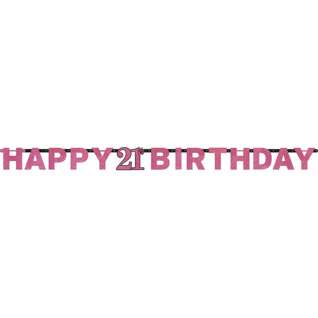 Amscan letterslinger ''happy 21 birthday'' 213 cm roze