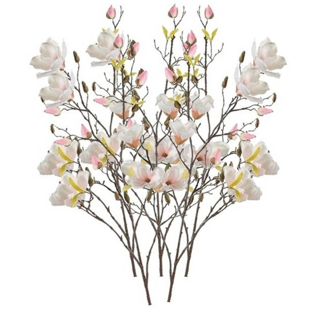 5x Creme Magnolia kunstbloem 105 cm - Kunstbloemen