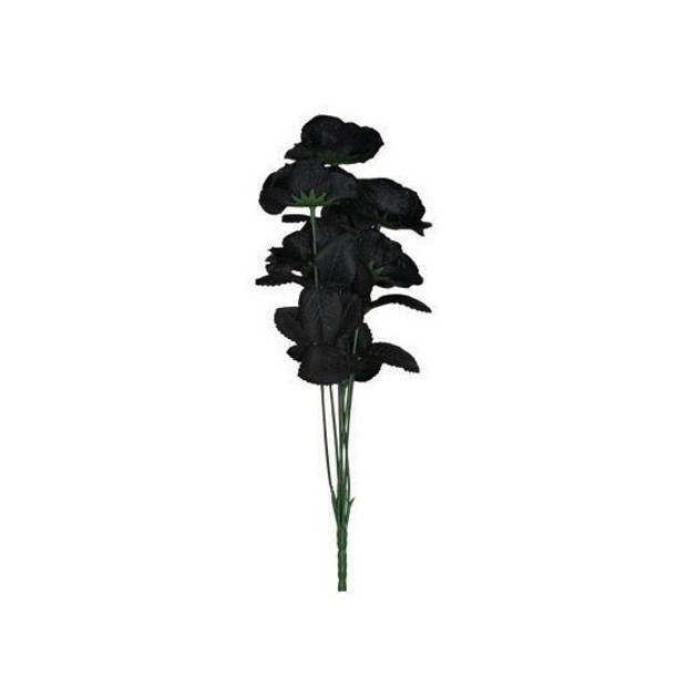 2x Bosje met 12 zwarte rozen halloween decoratie 38 cm - Verkleedattributen