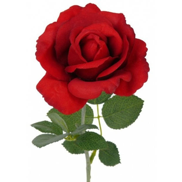 6x Kunstbloemen roos rood 37 cm - Kunstbloemen