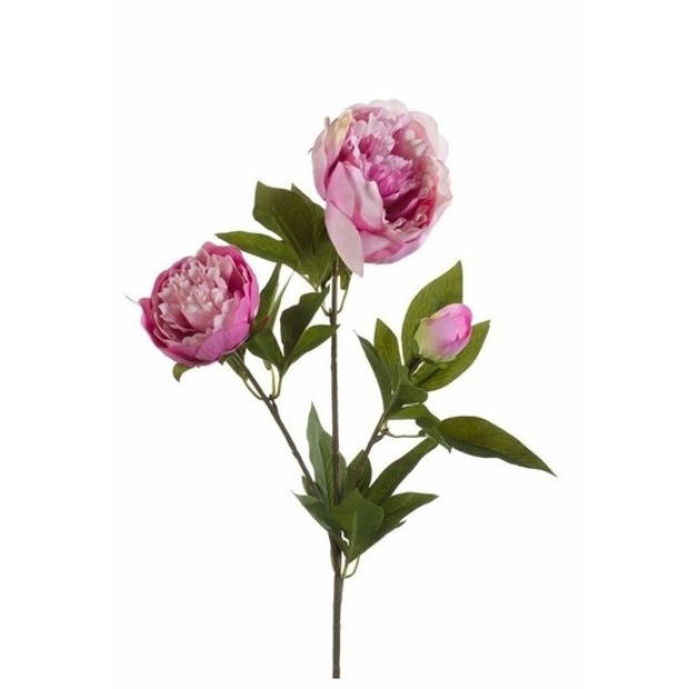 5x Roze pioenrozen kunstbloemen takken 70 cm - Kunstbloemen