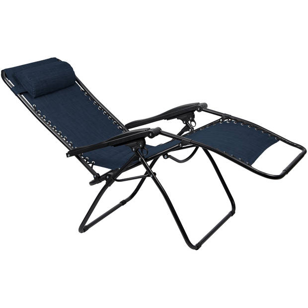 Abbey Camp campingstoelen Chaise Longue IV marineblauw 2 stuks