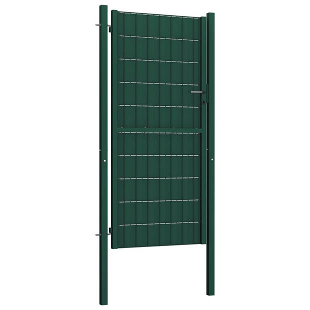 The Living Store Tuinpoort - PVC-folie en staal - 100 x 124 cm - Groen