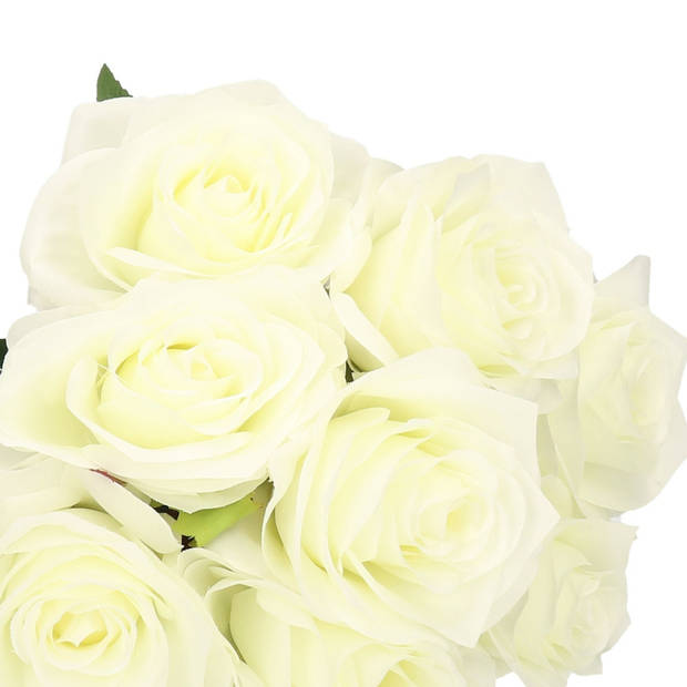 4 x Kunstbloemen steelbloem witte roos Simone 45 cm - Kunstbloemen